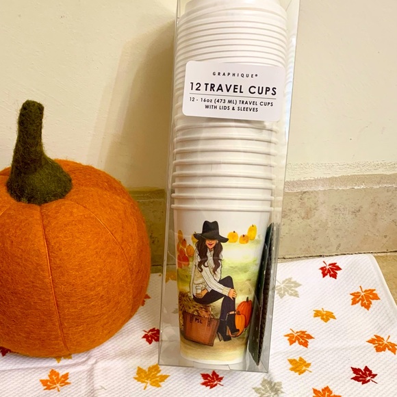 🍁☕️ Fall Travel Cups (12) with lids and sleeves - Picture 3 of 4